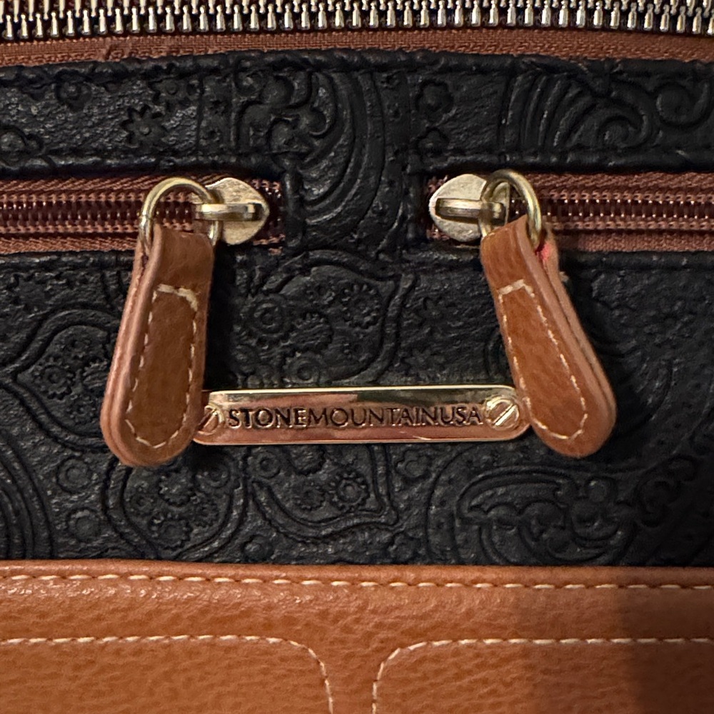 Stone Mountain Accessories Black and Brown Crossbody Bag two straps. - Picture 2 of 7